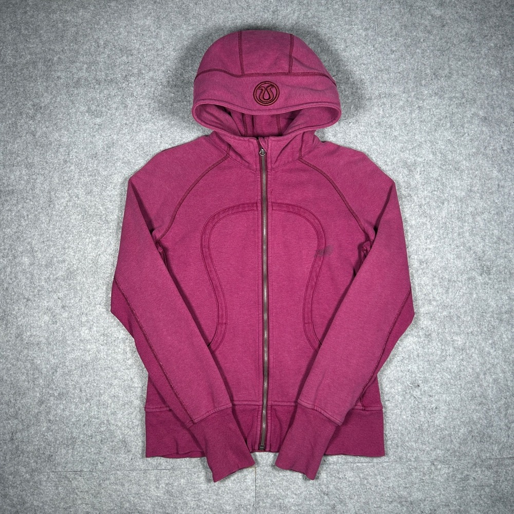 Lululemon Hoodie Womens 10 Pink Scuba Full Zip Activewear Yoga Athleisure